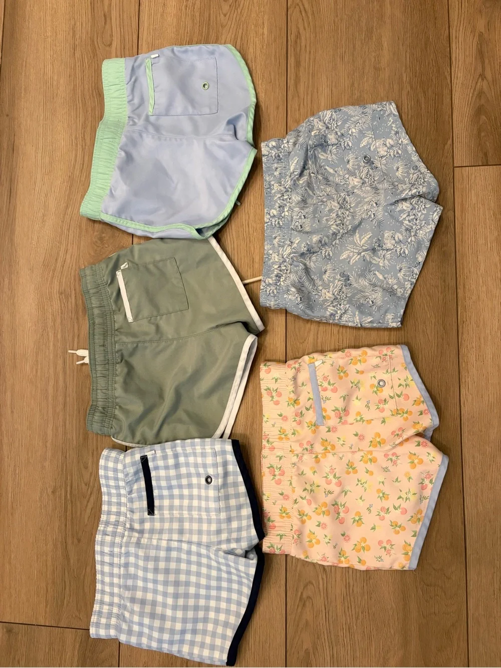 Kids Swim Trunks Pack — Pastel Floral, Gingham, Sage, Sky, and Lavender
